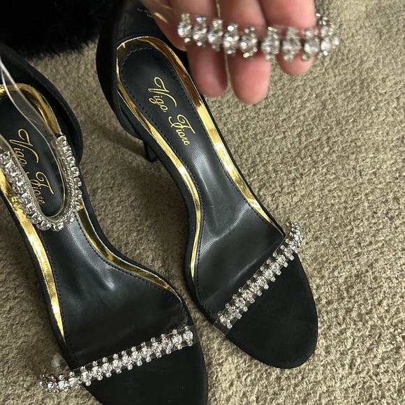 Black Rhinestone Embellished Heels - Picture 2 of 6